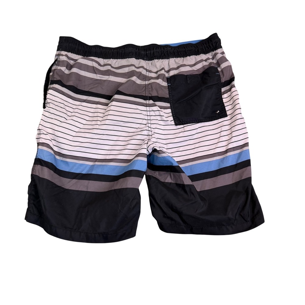 Goodfellow & Co Mens Striped Swim‎ Trunks Blue Black Grey Size Large Mesh Lining